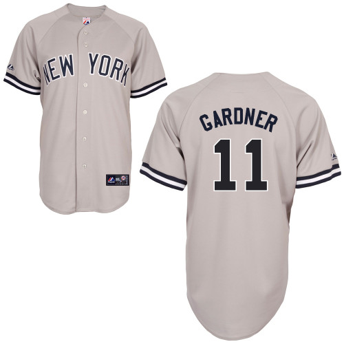 Brett Gardner #11 MLB Jersey-New York Yankees Men's Authentic Replica Gray Road Baseball Jersey - Click Image to Close